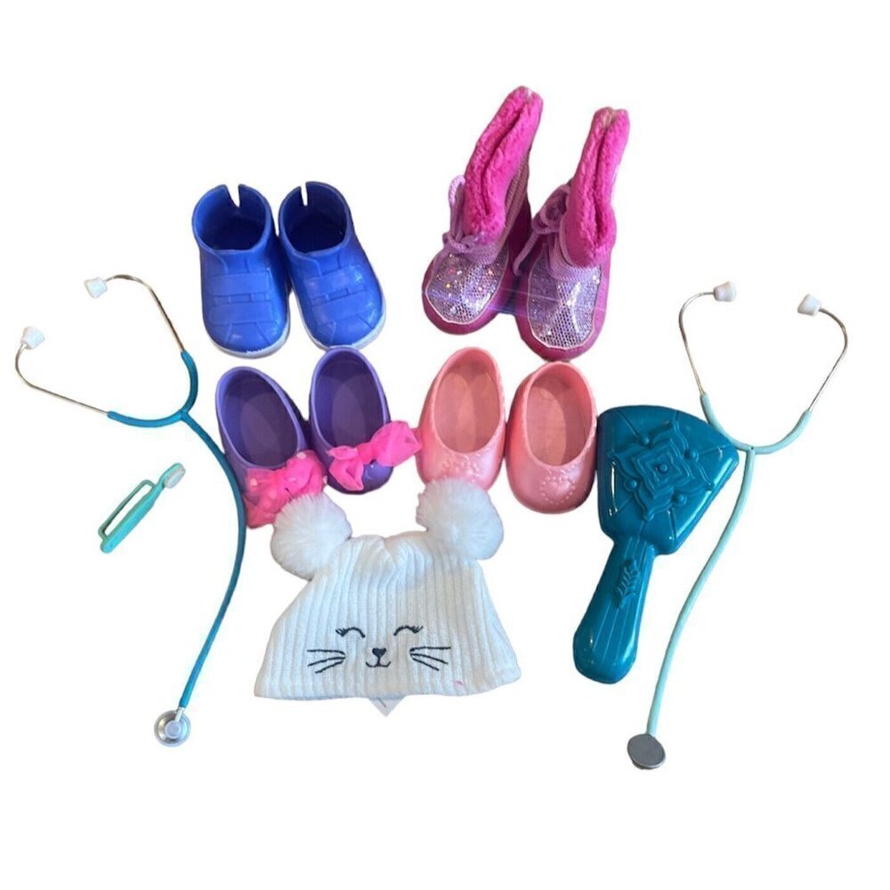 OUR GENERATION Battat SHOES & ACCESSORIES for 18'' Stethoscope Hat Brush